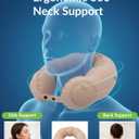 Inflatable Neck Pillow for Travel  Lightweight Hand-Pump Air Cushion for Airplane, Car, Train & Office Napping  Portable Compact Neck Support Pillow (Beige)