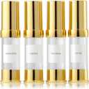 Gold 15ML 0.5 oz Airless pump bottle Toiletries Travel Size containers airport essentials Dispenser with Box Reusable mini lotion plastic travel bottles 4 Packs