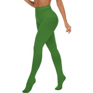 Citystl Opaque Black Tights for Women, 80D Solid Color Soft Tights, Control Top Microfiber Pantyhose for women (Small-Medium, Clover Green)