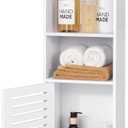 Small Bathroom Storage Cabinet, White Floor Standing Storage Cabinet Home Furniture Shelf,Suitable for Toilet Bedroom Kitchen Living Room (W/PJ)