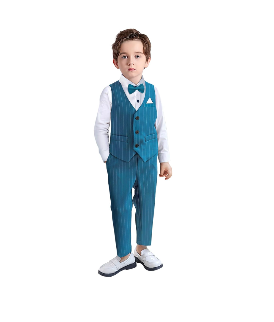 Yilaku Boys Suits Ring Bearer Outfit Toddler Suits with Vest+Shirt+Pants Sets Kids Dress Clothes for 110, 4Y