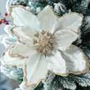 Thiccywoov 8 Pcs Large Christmas Flower Magnolia Flowers Christmas Tree Decoration Artificial Poinsettia Stems Velvet Xmas Ornaments for Xmas Tree Table Decor(White, 12 Inch)