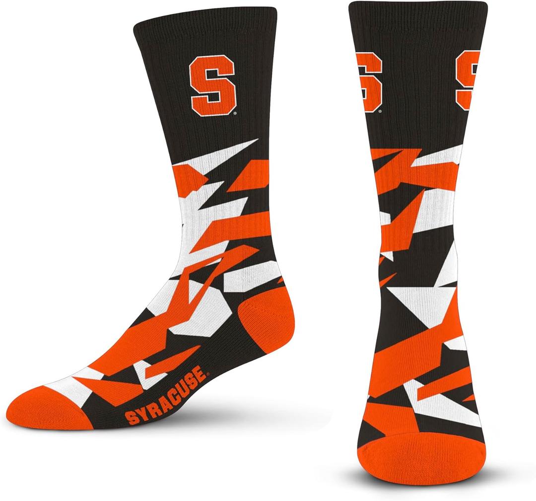 For Bare Feet NCAA SYRACUSE ORANGE Shattered Camo Crew Sock Team Color Large