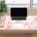 MOSISO Desk Mat Keyboard Mouse Pad Set, Large Gaming Mouse Pad&Keyboard Wrist Rest&Mousepad with Wrist Rest&Coaster, Ergonomic Non-Slip Home Office Mousepad with Memory Foam, Pink