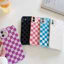 Compatible with iPhone 11 Case,Cute Checkerboard Checkered Cream Silicone Pattern for Women Girl Trendy Slim Fit,TPU Silicone Shockproof Full Camera Protection Cover-Black