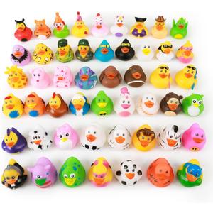 XY-WQ 50 Pack Rubber Duck for Jeeps Ducking - 2.3 Inch Bulk Floater Duck for Kids - Baby Bath Toy Assortment - Party Favors, Birthdays, Bath Time, and More (50 Varieties)