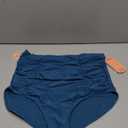 SHAPERMINT Women Ruched High Waisted Bikini Bottom Swimsuit, Tummy Control Full Coverage Swimwear, Small to Plus Size (3X-Large, Ocean Blue)