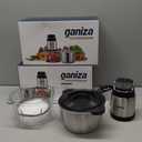 Ganiza Food Processor, 2-Speed Food Chopper Meat Grinder with 8 Cup Stainless Steel & 8 Cup Glass Bowls, Upgraded Button & Smart Overheat Protection Light - Includes Clean Brush, 2 Sets of Blades (Silver)