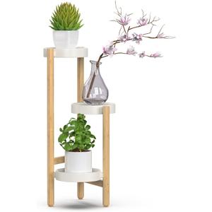 Bamboo Plant Stands for Indoor Plants, Tall Plant Stands for Corner Plant Shelf Multiple Flower Holder for Indoor Outdoor Garden Patio Balcony Living Room (3-tier)