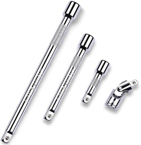 StrugDeas 4 Piece 3/8 Inch Drive Extension Bar Set, 3/8 Inch Drive Socket Extension Set Includes 3, 6, and 10 Inch Extensions and Universal Joint Socket