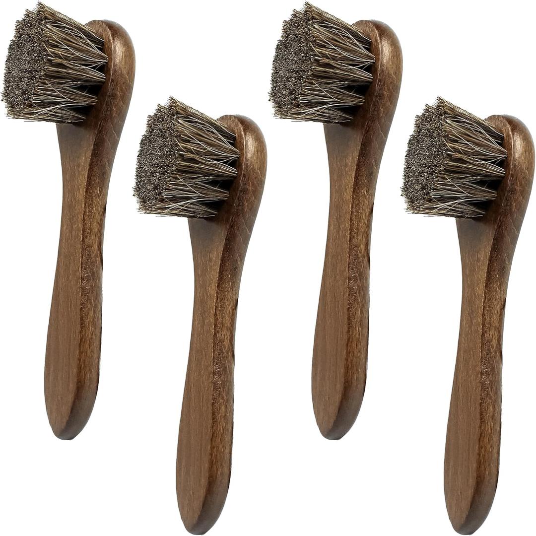 Horsehair Brush Applicator 4-Pack Horse Hair Polish Daubers for Leather, Boots, Shoes, Saddle Soap, Creams & Conditioners  Gentle Shine Brush Set for Leather Care