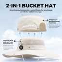 2-in-1 Sun Hats with Removable Top Breathable Mesh Fishing Hat for Men Women, Waterproof Rain Hat
