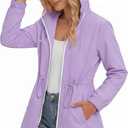 Zando Packable Rain Jacket Women Waterproof - Raincoat for Women Lightweight Hooded Outdoor Windbreaker for Travel Hiking (Purple, S)