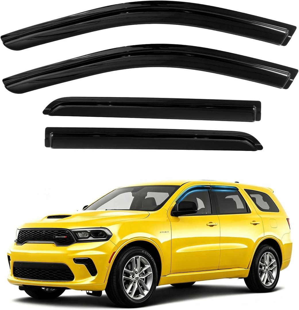 Durango Rain Guards - Window Visors for Dodge Durango 2011-2025 2026, Out-Channel Side Window Rain Guards for Durango, 4PCS, Black, Car Accessories