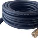 Air Hose 1/4 in x 25 ft, Heavy Duty, Lightweight, Kink Resistant, Hybrid Air Compressor Hose with 1/4 in Solid Brass Male Fittings, Bend Restrictors, 300 PSI (25FT, Black)
