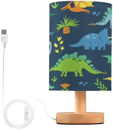 Emelivor Green Dinosaur Table Lamp for Bedroom Bedside Lamps for Night Stands Nightstand Lamp with Round Fabric Shade Desk Lamps for Living Room Bedroom Office Home Dorm