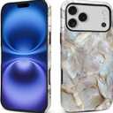 CARLOCA Case for iPhone 17 Pro Max,White Gold Abalone Shell Design Hybrid Dual Protection Soft TPU Hard PC Shockproof Anti Scratch Men & Women Stylish Protective Phone Case