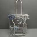 Shower Caddy Hanging - Never Rust Shower Hanging Organizer - Aluminum Over the ShowerHead Caddy with Soap Basket and 6 Hooks for Razor/Sponge (Milky White)