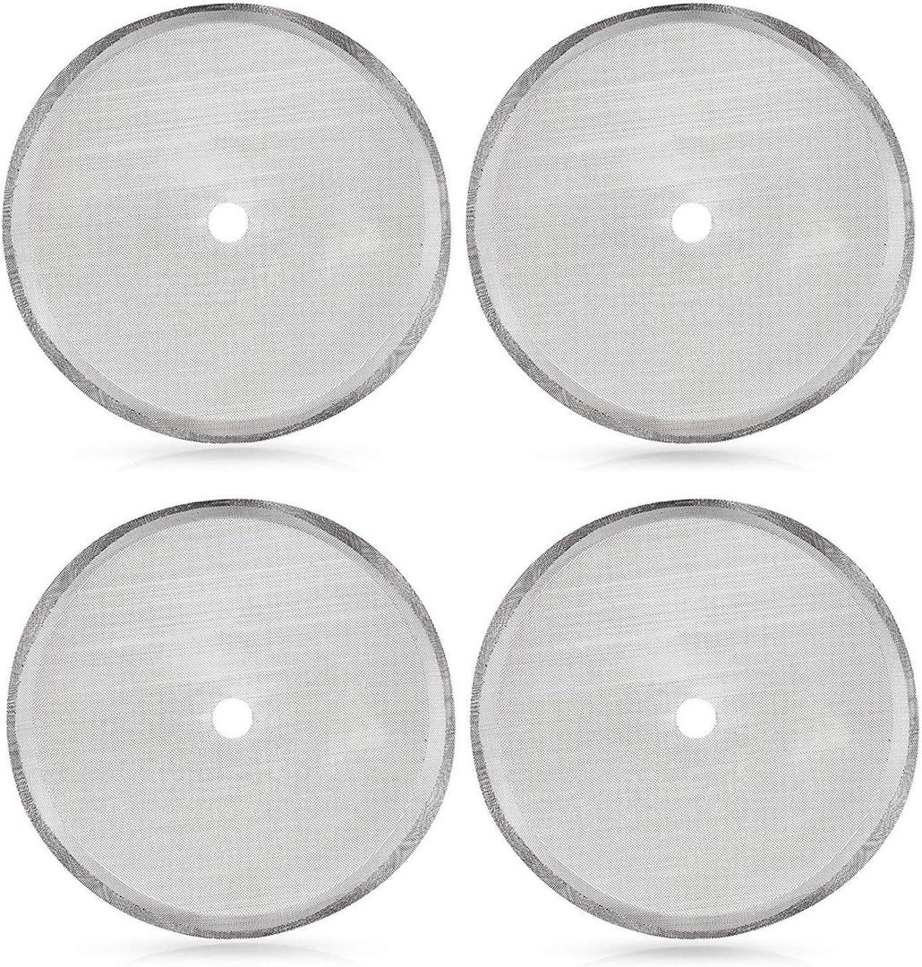 Secura French Press Replacement Screens, Stainless Steel Reusable Mesh Filter for 50 Ounce, 1.5 Liter, 12 Cup Coffee Press, 4 Pack