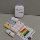 Mini Printer Portable, Inkless Sticker printer with 8 Rolls Paper, Bluetooth Wireless mini thermal printer Compatible with iOS + Android for Journal, Memo, Photo, Print Pod Gifts for Girls Kids