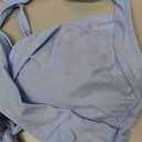 One Piece Swimsuit Women Tummy Control Swim Dress Sexy Criss Cross Tie Back Bathing Suit (Medium, Blue)
