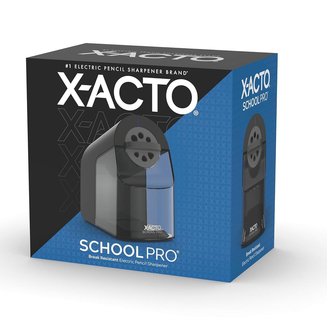 X-ACTO Pencil Sharpener, SchoolPro Electric Pencil Sharpener, Heavy Duty Sharpener for School, Classroom and Teacher Supplies, Perfect for Addition to Homeschooling Supplies, Black, 1 Count