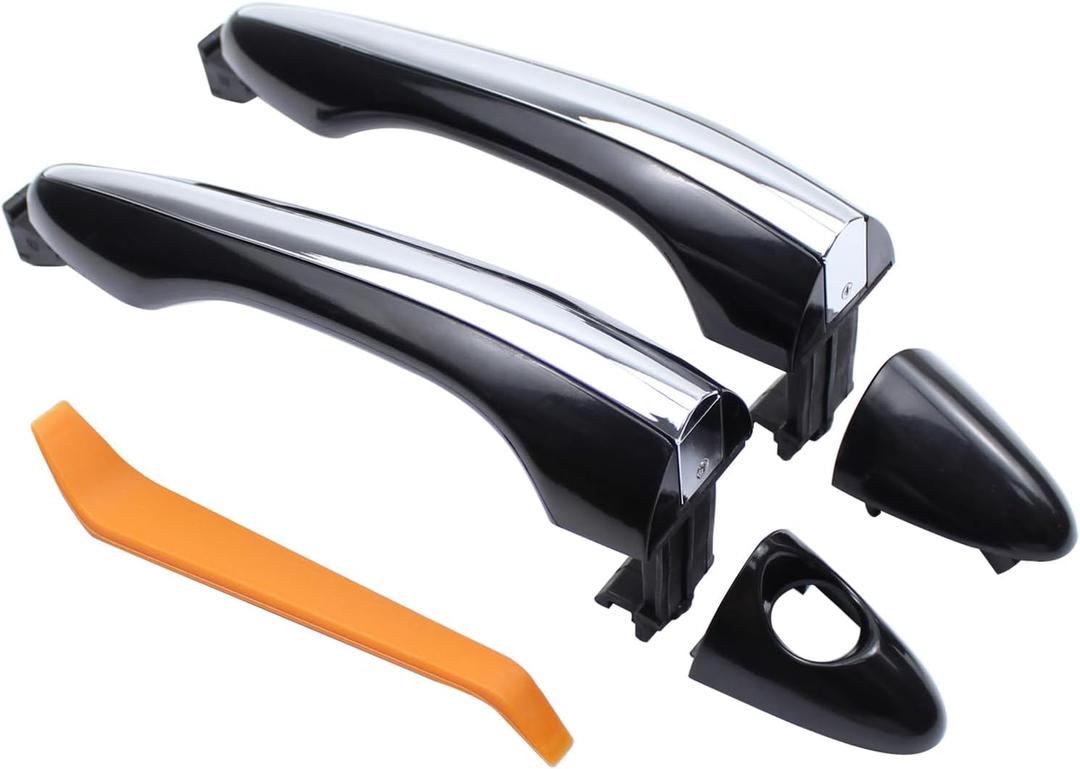 ApplianPar Front Driver and Passenger Side Exterior Door Handle Black with Chrome for Kia Optima 2011-2015