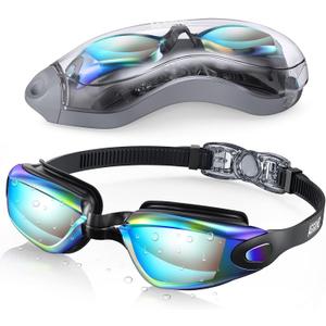 Aegend Swim Goggles, Swimming Goggles No Leaking Full Protection Adult Men Women Youth (Black)