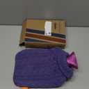 samply Hot Water Bottle with Knitted Cover, 2L Hot Water Bag for Hot and Cold Compress, Hand Feet Warmer, Ideal for Menstrual Cramps, Neck and Shoulder Pain Relief, Purple