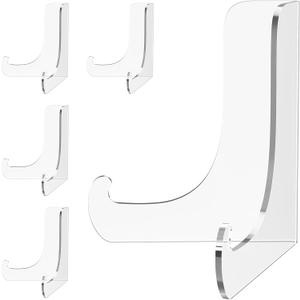 5 Pack Acrylic Display Stand, Plate Stand for Display, Clear Easel Stand, Display Holder for Card, Frame, Picture, Magazine, Book, CD, Phone (Large/ 4.5 Inch)