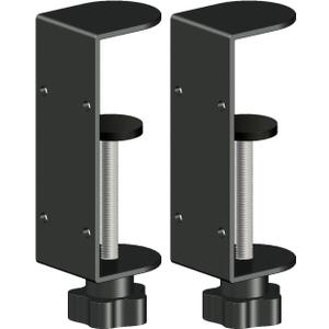 2-Pack 1 Inch Heavy Duty Black C-Clamps for Desk & Table, 2.75-4 Inch Clamping Range, 2 Mounting Holes, Metal Workbench Clamps (4-IN)