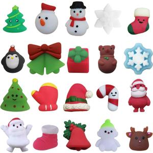 100PCS Christmas Mochi Squishy Toys, Mini Kawaii Christmas Squishies Soft Fidget Toys Stress Squeeze Toys Party Bags Filler, Small Stocking Stuffers for Boys Girls Birthday Gifts