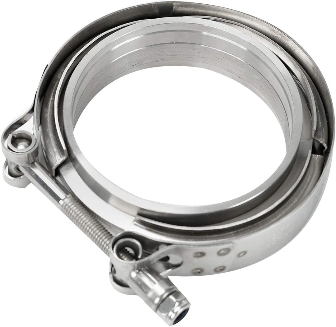 BLACKHORSE-RACING 4" Inch V Band Clamp with Stainless Steel Flange 4 Inch V Band Bolt Clamp with 2 Male Female Flanges for Turbo Pipe Performance Exhaust Sysformance Exhaust Pipes