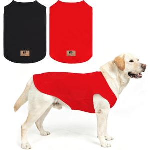 KOOLTAIL Dog Clothes for Large Dogs Boy Girl, 2 Pack Cotton Winter Warm Dog T Shirts Coats for Outdoor, UV & Insect Protection Anti-Hair Loss & Lightweight Pet Vest Tank Tops Apparel, Black&Red, 3XL