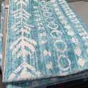 Lahome Boho Geometric Area Rugs 5x7, Ultra-Thin Teal Washable Bedroom Rugs Soft Living Room Rug, Farmhouse Tribal Accent Print Large Entryway Rug Indoor Non Slip for Office Playroom Nursery