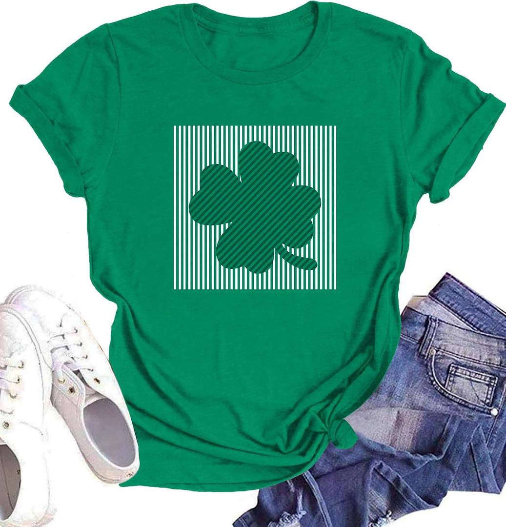 Womens St Patricks Day Shirts Let The Shenanigans Begin Graphic Shirt Funny Shamrock Short Sleeve Luck Tee Tops (Green, XL)
