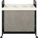 STO STO Laundry Hamper 3 Section, 120L Rolling Laundry Sorter Cart with Removable and Washable Liner Bag, Rolling Clothes Hamper with Metal Handle for Laundry Room and Bedroom
