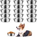 15 PCS Small Stainless Steel Dog Bowls, 5.5inch Metal Dog Bowl, Pet Puppy Food Water Bowl Set, Thickened Metal Food Water Bowls for Small Dogs, Dishwasher Safe (14OZ)