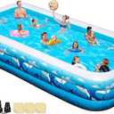 Extra Large Inflatable Pool for Adults, 158"x74"x22" Big Thickened Blow Up Pool with Pump & 3 Repair Patch, Oversized Family Inflatable Swimming Pools for Home Backyard Lawn Garden