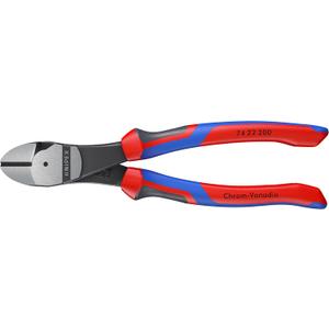 KNIPEX 74 22 200 Comfort Grip High Leverage Angled Diagonal Cutter, 8-Inch, Angled, Comfort Grip
