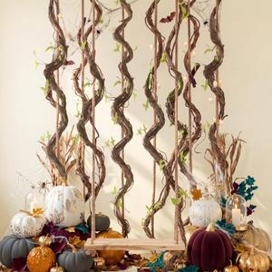 Suncalla 5 Pcs 35in Artificial Bendable Tree Branches for Decoration Fake Trunk Garland Twigs Leaves Cherry Blossom Grape Vines for Wall Hanging Front Door Reptile Habitat Decoration (Native)