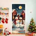 Christmas Snowman Decorations Door Cover,Winter Christmas Xmas Snowman Door Covers Doorway Banners Photography Backdrop Decor for Indoor Outdoor Winter Holiday,35x79 Inch
