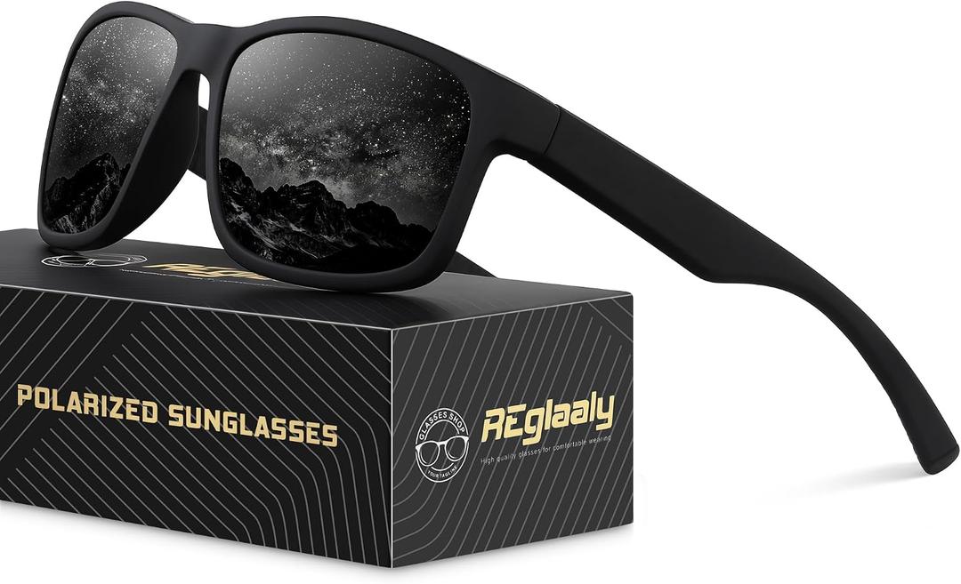 Polarized Sunglasses for Men Women, Lightweight Square Mens Sunglasses UV Protection for Driving Fishing Golf