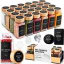 EDELHAUS Square Glass Spice Jars (24 x 4oz) with Bamboo Lids + Magnetic Spice Rack for Refrigerator (Fits 12 Jars) + Bonus Slim Auxiliary Rack, 240 Labels, Shaker Inserts, Funnel