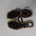 SM New York Flat Black Sandals, Size: 11