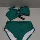 Tempt Me Women Two Piece Swimsuits High Waisted Bikini Set Tummy Control Ruched Tie Knot Bathing Suits (Small, Deep Green)