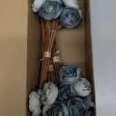 IPOPU Dusty Blue Ranunculus Artificial Flowers 2Bouquets Realistic Silk Flowers 12PCS Mini Fake Flowers for DIY Wedding Bouquet Bridal Shower Decorations Blue Flowers Centerpieces (Dusty Blue)