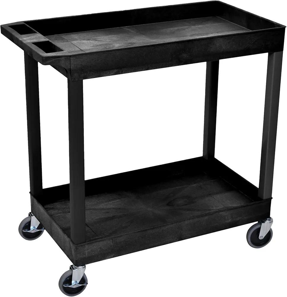 Luxor 32" x 18" Tub Storage Cart 2 Shelves - Black, (EC11-B)