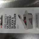 Mueller Pro-Series All-in-One, 12 Blade Mandoline Slicer for Kitchen, Food Chopper, Vegetable Slicer and Spiralizer, Cutter, Dicer, Grater, Kitchen Gadgets Sets with Container, White Sand/Gray