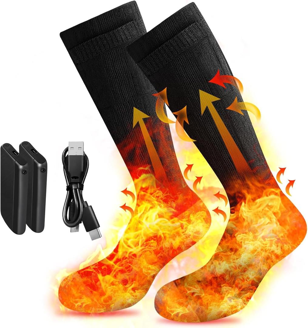 Heated Socks for Men Women,Electric Heated Socks 3 Heating Levels with 4000mAh*2 Battery Rechargeable,Machine Washable Socks Suitable for Winter Outdoor Sports, Camping, Hunting, Hiking